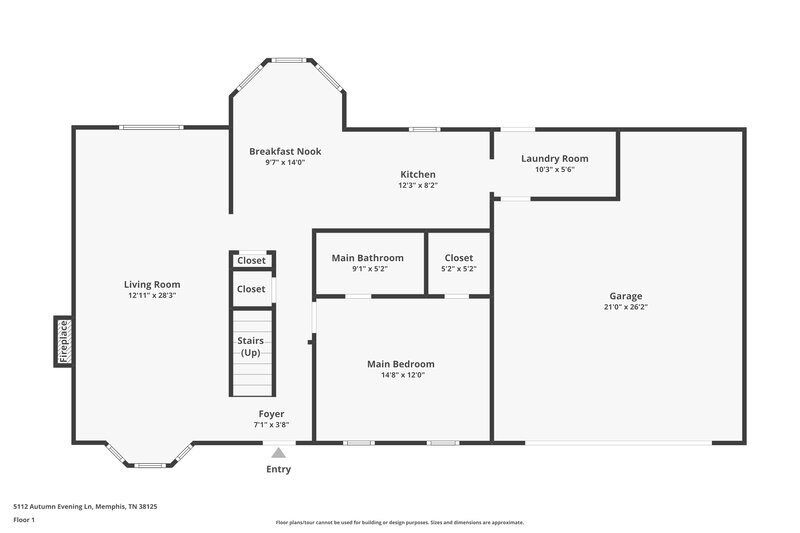 1,890/Mo, 5112 Autumn Evening Ln Memphis, TN 38125 Floor Plan View
