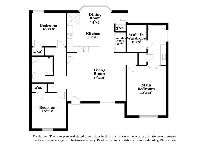 1,415/Mo, 4671 Lindawood Lane Memphis, TN 38128 Floor Plan View