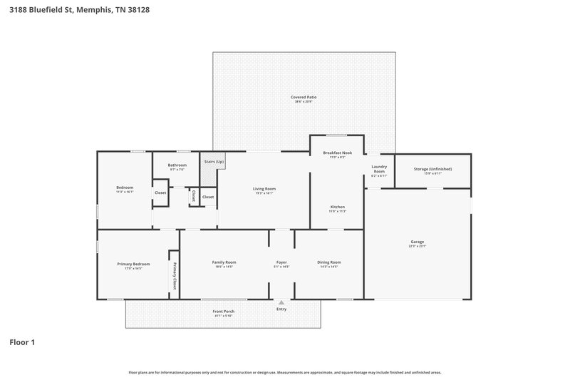 1,785/Mo, 3188 Bluefield St Memphis, TN 38128 Floor Plan View