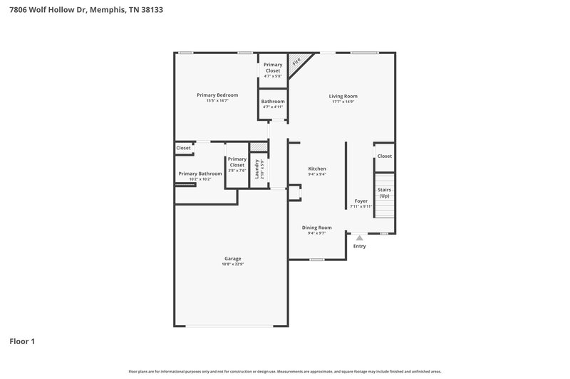 1,910/Mo, 7806 Wolf Hollow Dr Memphis, TN 38133 Floor Plan View
