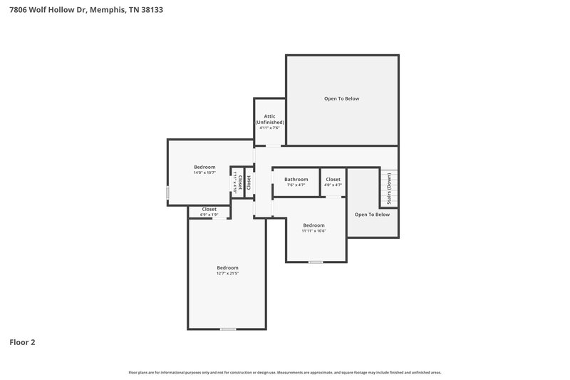 1,910/Mo, 7806 Wolf Hollow Dr Memphis, TN 38133 Floor Plan View 2