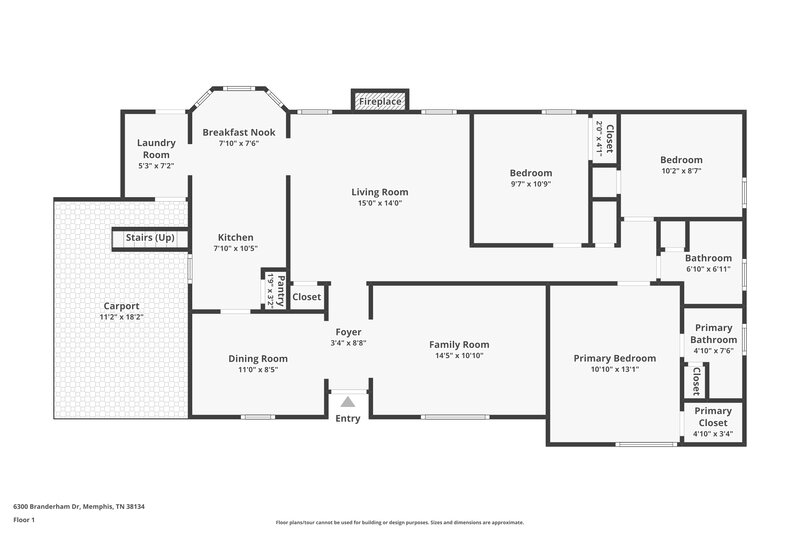1,375/Mo, 6300 Branderham Dr Memphis, TN 38134 Floor Plan View