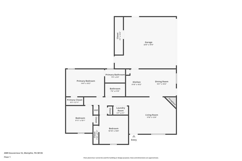 1,365/Mo, 4089 Gouverneur St Memphis, TN 38135 Floor Plan View