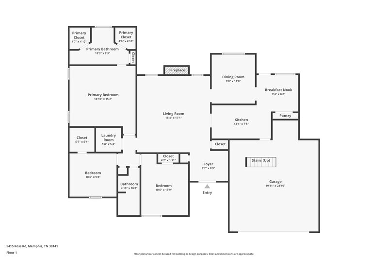 1,610/Mo, 5415 Ross Rd Memphis, TN 38141 Floor Plan View