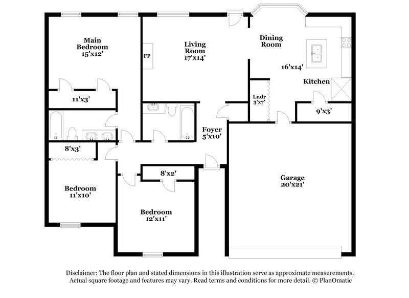 1,580/Mo, 6458 Valley Oak Dr Memphis, TN 38141 Floor Plan View