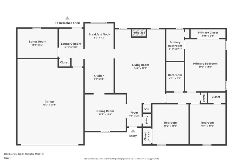 1,490/Mo, 6683 Beaverlodge Dr Memphis, TN 38141 Floor Plan View