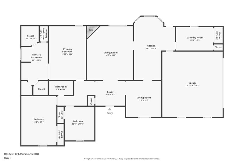 1,935/Mo, 5505 Patsy Cir E Memphis, TN 38125 Floor Plan View