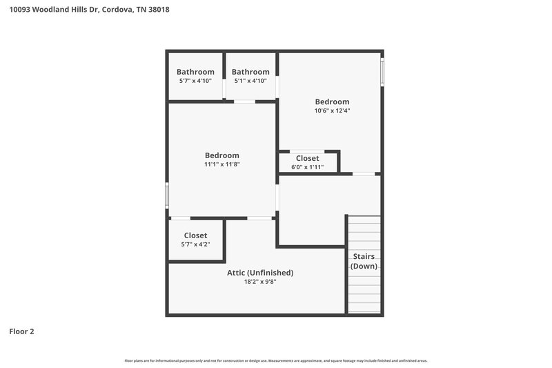 1,735/Mo, 10093 Woodland Hills Dr Cordova, TN 38018 Floor Plan View 2