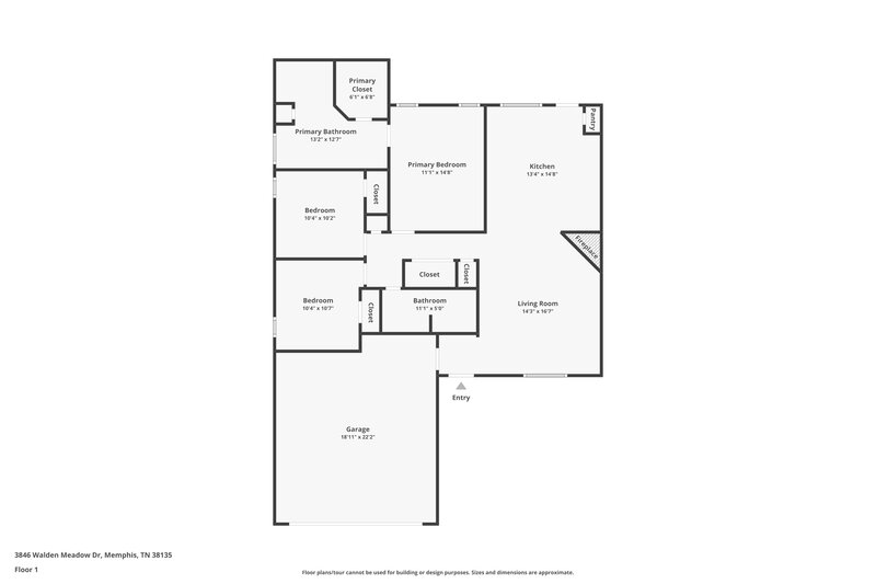 2,500/Mo, 3846 Walden Meadow Dr Memphis, TN 38135 Floor Plan View
