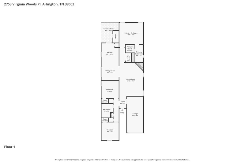 1,510/Mo, 2753 Virginia Woods Pl Arlington, TN 38002 Floorplan View