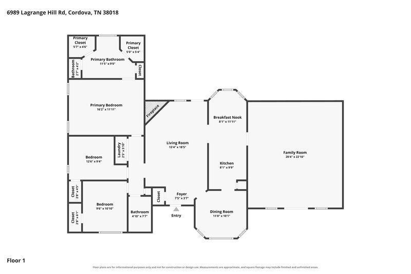 1,945/Mo, 6989 Lagrange Hill Rd Cordova, TN 38018 Floor Plan View