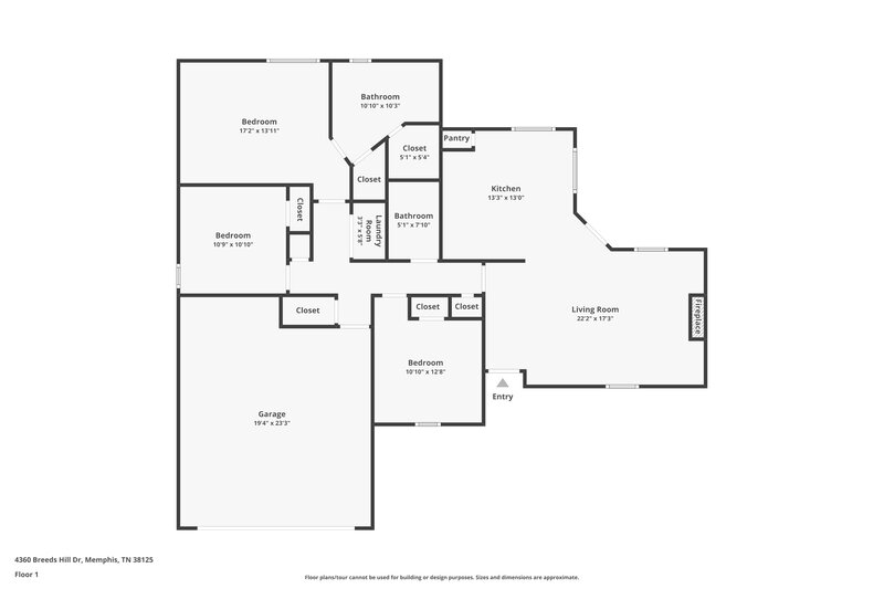 1,680/Mo, 4360 Breeds Hill Dr Memphis, TN 38125 Floor Plan View