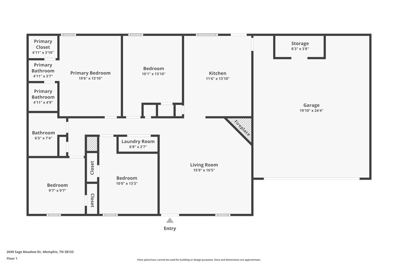 1,665/Mo, 2649 Sage Meadow Dr Memphis, TN 38133 Floor Plan View