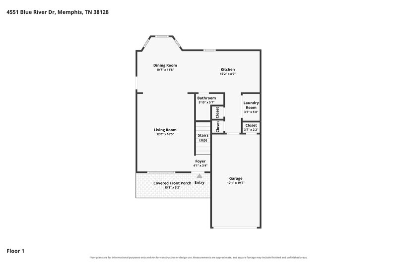 1,620/Mo, 4551 Blue River Dr Memphis, TN 38128 Floor Plan View