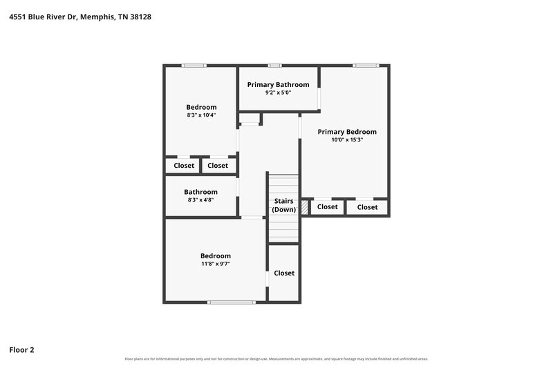 1,620/Mo, 4551 Blue River Dr Memphis, TN 38128 Floor Plan View 2