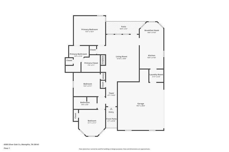 1,590/Mo, 6589 Silver Oak Cove Memphis, TN 38141 Floor Plan View
