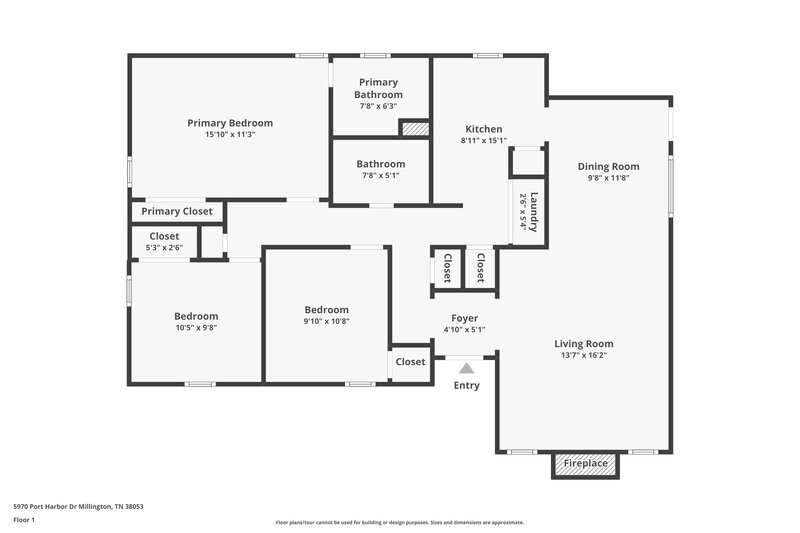 1,990/Mo, 5970 Port Harbor Dr Millington, TN 38053 Floor Plan View