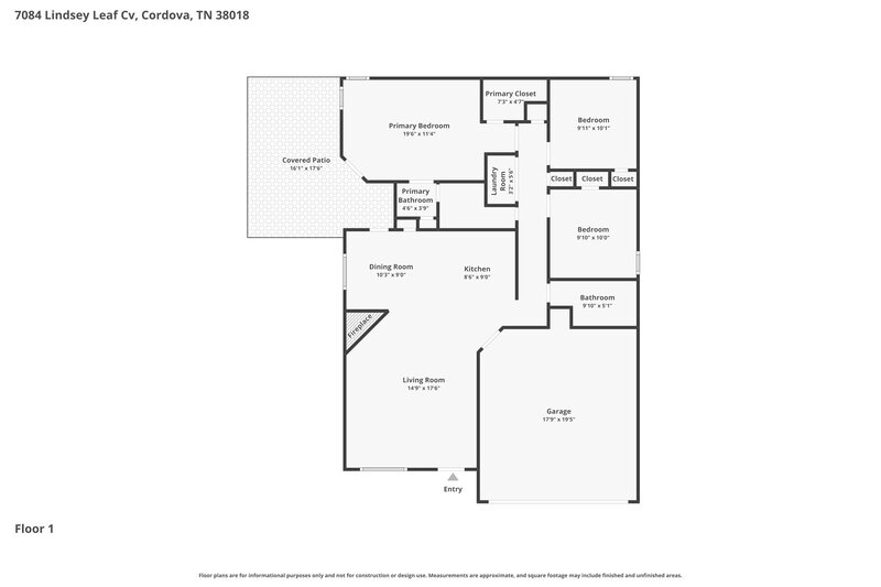 1,655/Mo, 7084 Lindsey Leaf Cove Cordova, TN 38018 Floor Plan View