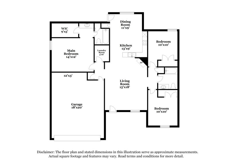 1,605/Mo, 6883 Lagrange Circle N Cordova, TN 38018 Floor Plan View