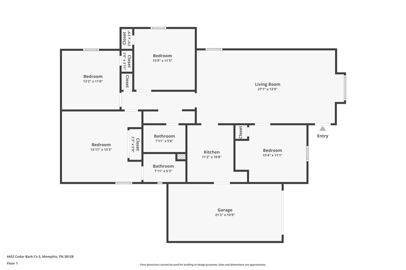 1,595/Mo, 4452 Cedar Bark Cove S Memphis, TN 38128 Floor Plan View