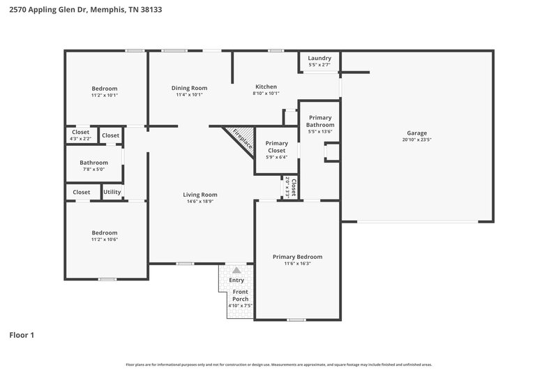 1,710/Mo, 2570 Appling Glen Dr Memphis, TN 38133 Floor Plan View