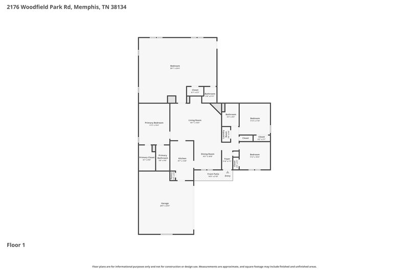 1,890/Mo, 2176 Woodfield Park Rd Memphis, TN 38134 Floorplan View