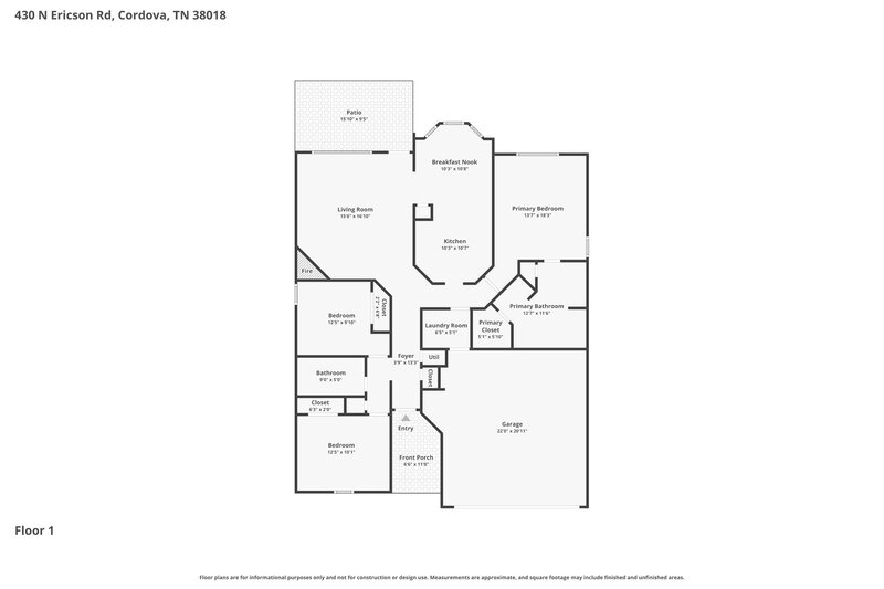 1,925/Mo, 430 N Ericson Rd Cordova, TN 38018 Floor Plan View