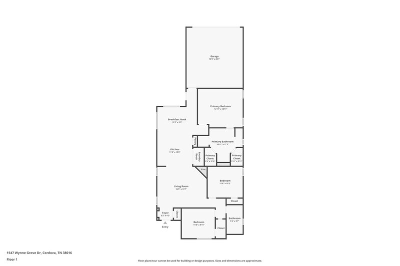 1,600/Mo, 1547 Wynne Grove Dr Cordova, TN 38016 Floor Plan View
