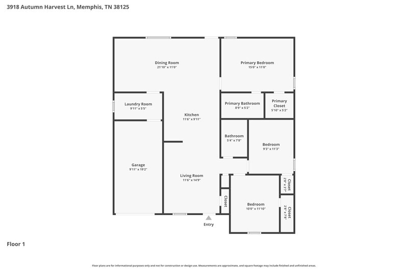 1,550/Mo, 3918 Autumn Harvest Ln Memphis, TN 38125 Floor Plan View