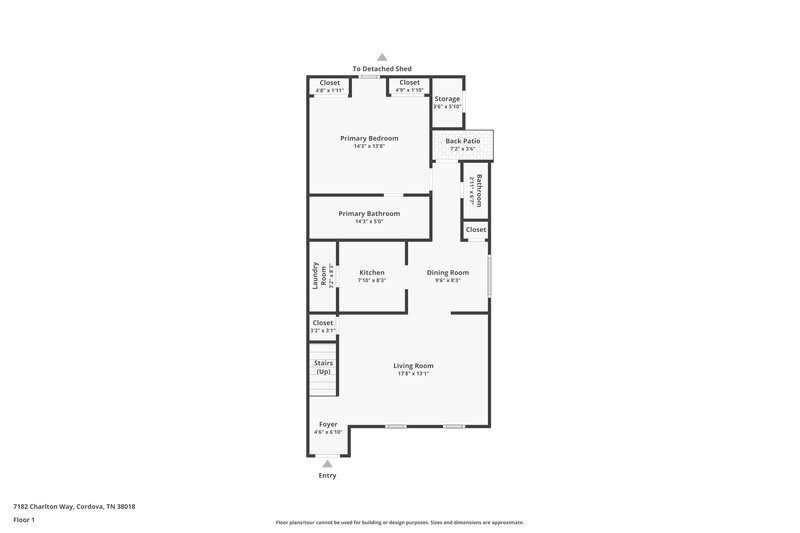1,575/Mo, 7182 Charlton Way Cordova, TN 38018 Floor Plan View