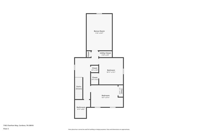 1,575/Mo, 7182 Charlton Way Cordova, TN 38018 Floor Plan View 2