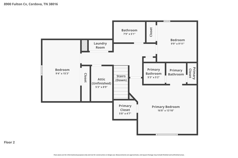 1,730/Mo, 8900 Fulton Cove Memphis, TN 38016 Floor Plan View 2