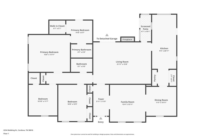 1,980/Mo, 2234 Webbing Dr Cordova, TN 38016 Floor Plan View