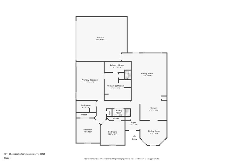 2,340/Mo, 4011 Chesapeake Way Memphis, TN 38125 Floor Plan View