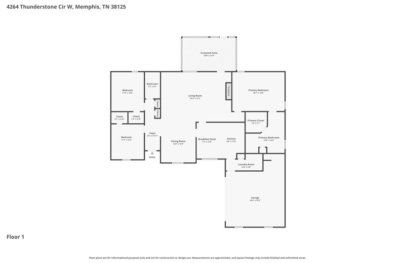 2,020/Mo, 4264 W Thunderstone Circle Memphis, TN 38125 Floor Plan View