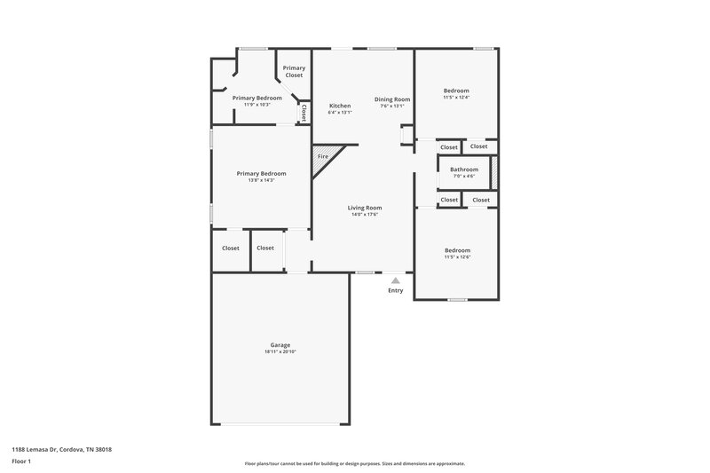 1,765/Mo, 1188 Lemasa Dr Cordova, TN 38018 Floor Plan View
