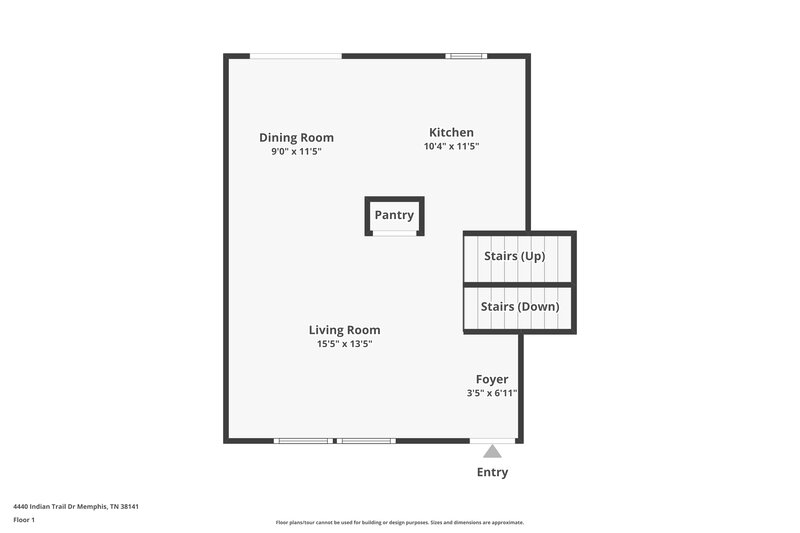 1,410/Mo, 4440 Indian Trail Dr Memphis, TN 38141 Floor Plan View