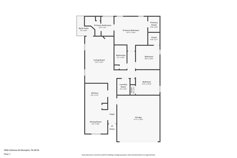 2,380/Mo, 7858 Fallstone Rd Memphis, TN 38125 Floor Plan View