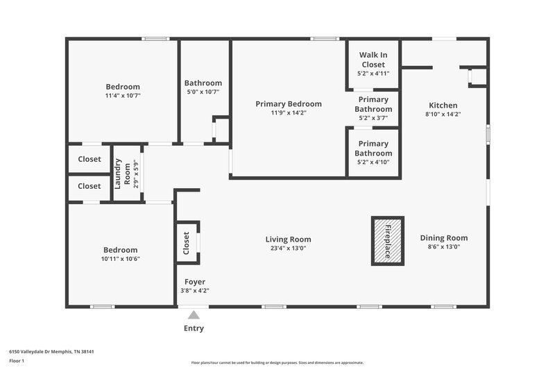 1,460/Mo, 6150 Valleydale Dr Memphis, TN 38141 Floor Plan View