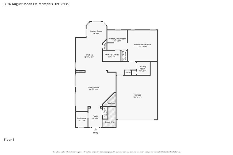 1,760/Mo, 3926 August Moon Cv Memphis, TN 38135 Floor Plan View