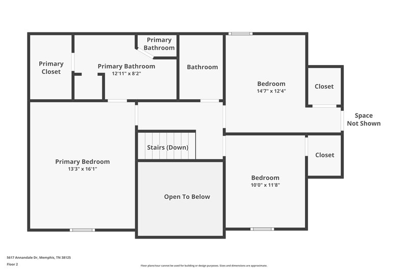 1,920/Mo, 5617 Annandale Dr Memphis, TN 38125 Floorplan View