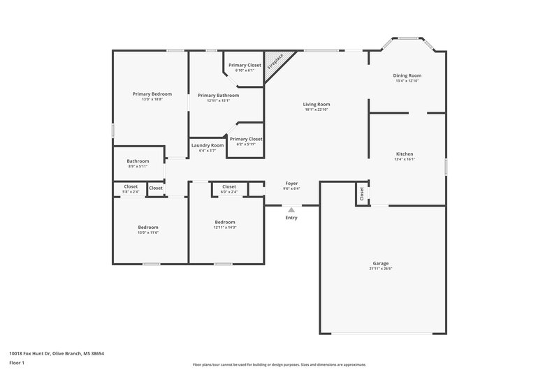 1,740/Mo, 10018 Fox Hunt Dr Olive Branch, MS 38654 Floor Plan View