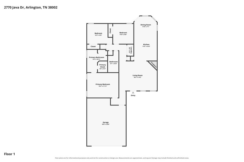 1,655/Mo, 2770 Java Dr Arlington, TN 38002 Floor Plan View