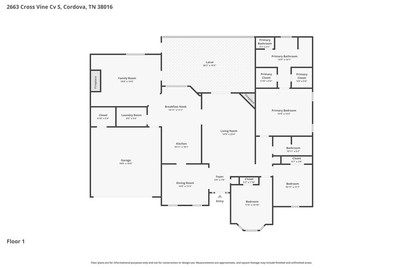 2,105/Mo, 2663 Cross Vine Cv S Memphis, TN 38016 Floor Plan View