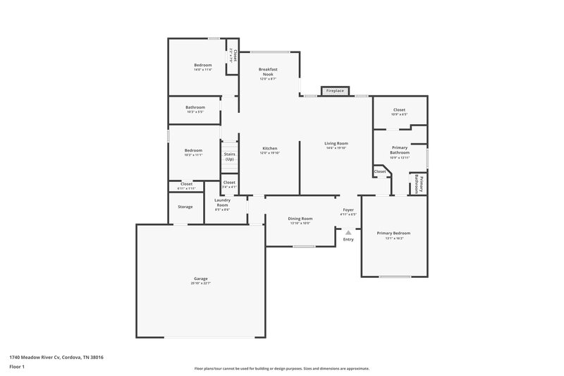 2,100/Mo, 1740 Meadow River Cv Cordova, TN 38016 Floor Plan View