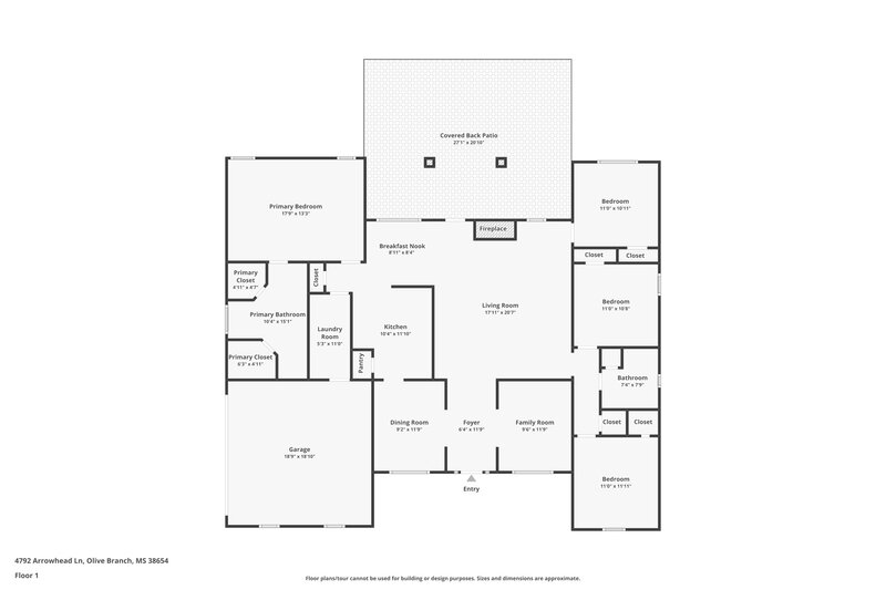 2,255/Mo, 4792 Arrowhead Ln Olive Branch, MS 38654 Floor Plan View