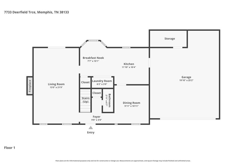1,800/Mo, 7733 Deerfield Trce Memphis, TN 38133 Floor Plan View