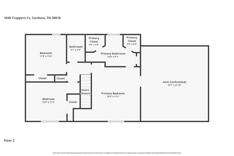 1,945/Mo, 1040 Trappers Cv Cordova, TN 38018 Floor Plan View 2