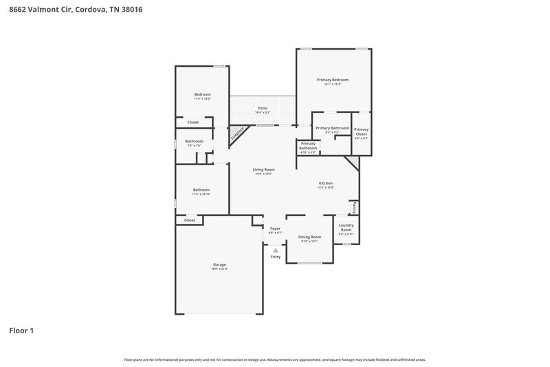 1,940/Mo, 8662 Valmont Cir Cordova, TN 38016 Floor Plan View