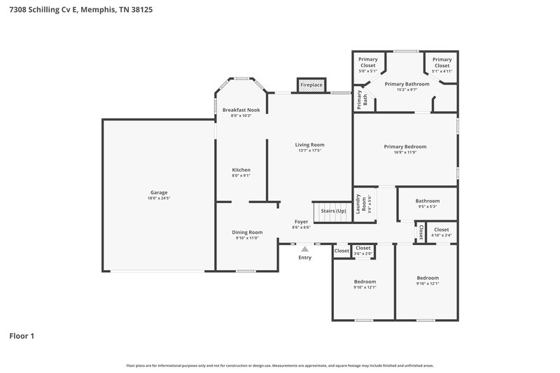 2,250/Mo, 7308 Schilling Cv E Memphis, TN 38125 Floor Plan View
